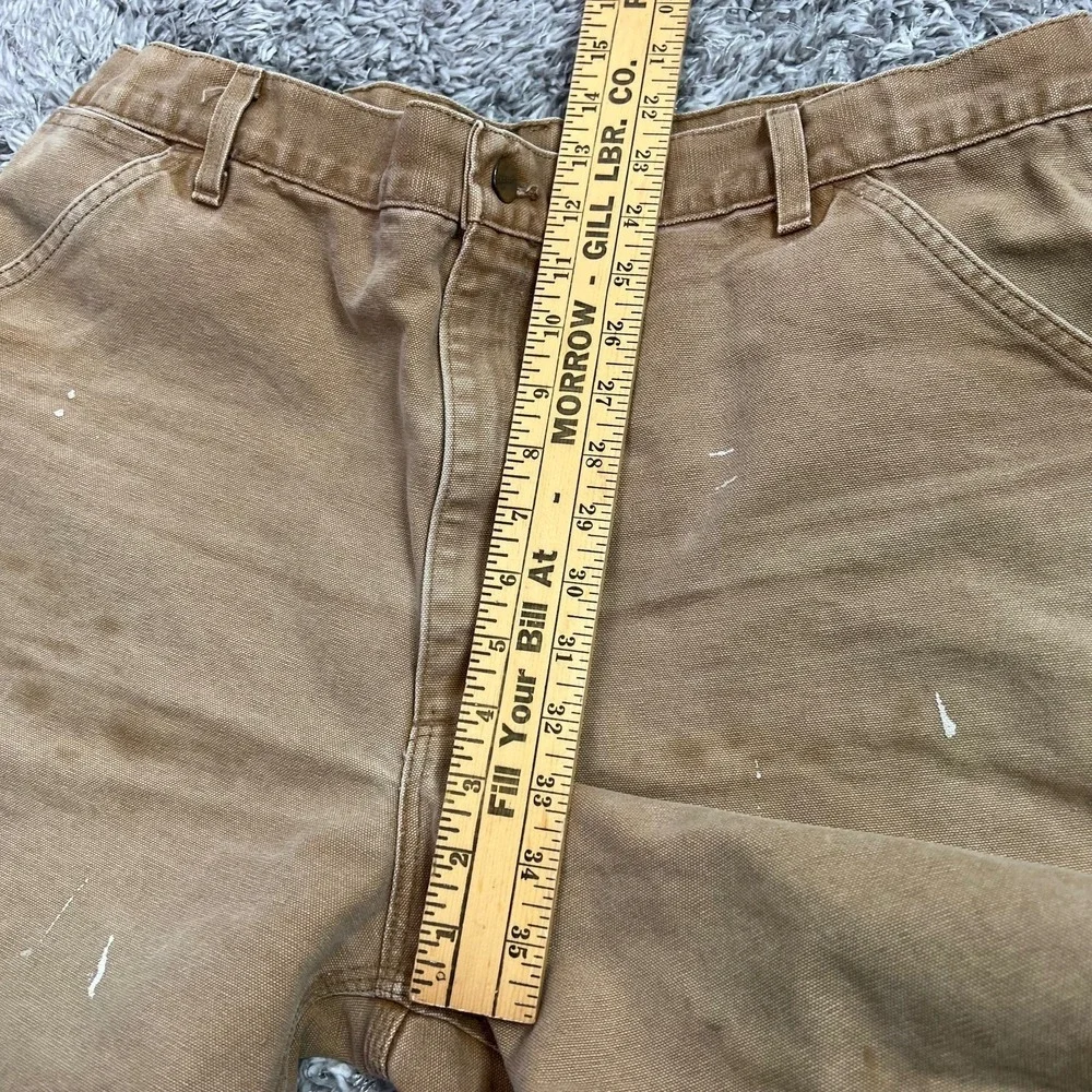 Vintage CARHARTT Carpenter Shorts Size 36 Tan Men's Canvas Workwear Big Patch